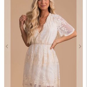 Light My Fire Cream Lace Mini Dress